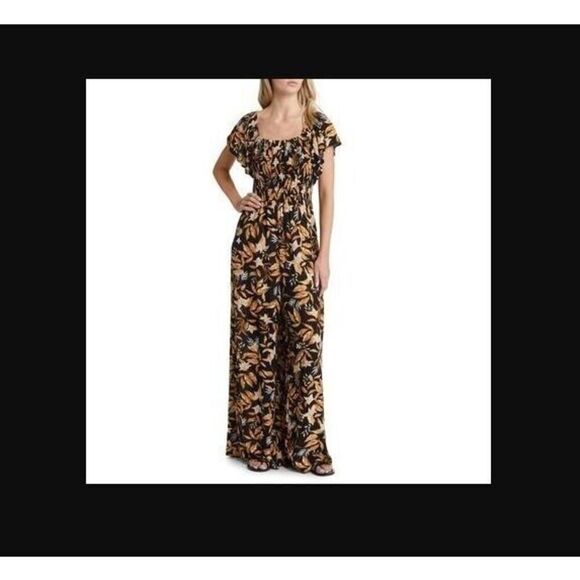 Rip Curl 00JWRO Women's Sz M Black Floral La Isla Flutter Sleeve Jumpsuit - Picture 11 of 11